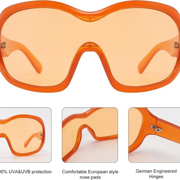 Oversized Trendy Wrap Around Sunglasses for Women Men - Cool Concert shades 2000 - Picture 5 of 9